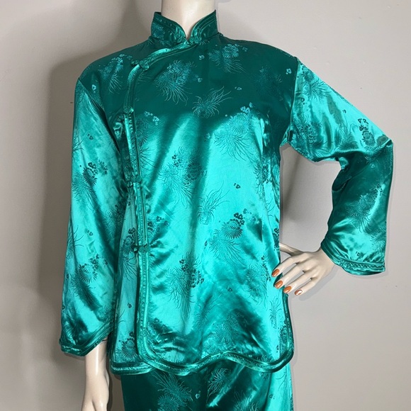 1970s ESME Chinese Green Silk Lounge Set - Picture 5 of 17